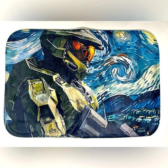 Halo / Master  Chief x Vincent Van Gogh’s The Starry Night - Floor / Door Mat ✨ - Picture 1 of 6